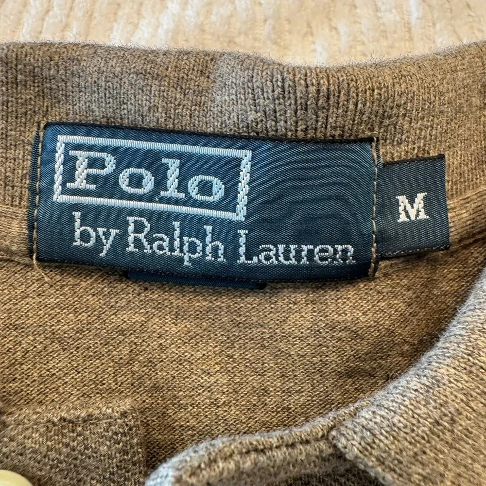Polo Ralph Lauren Mens Long Sleeve Polo Shirt Brown Heather Pique Pony Logo M